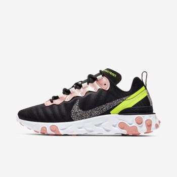 Nike React Element 55 Premium - Női Utcai Cipő - Fekete/Korall/Világos Rózsaszín